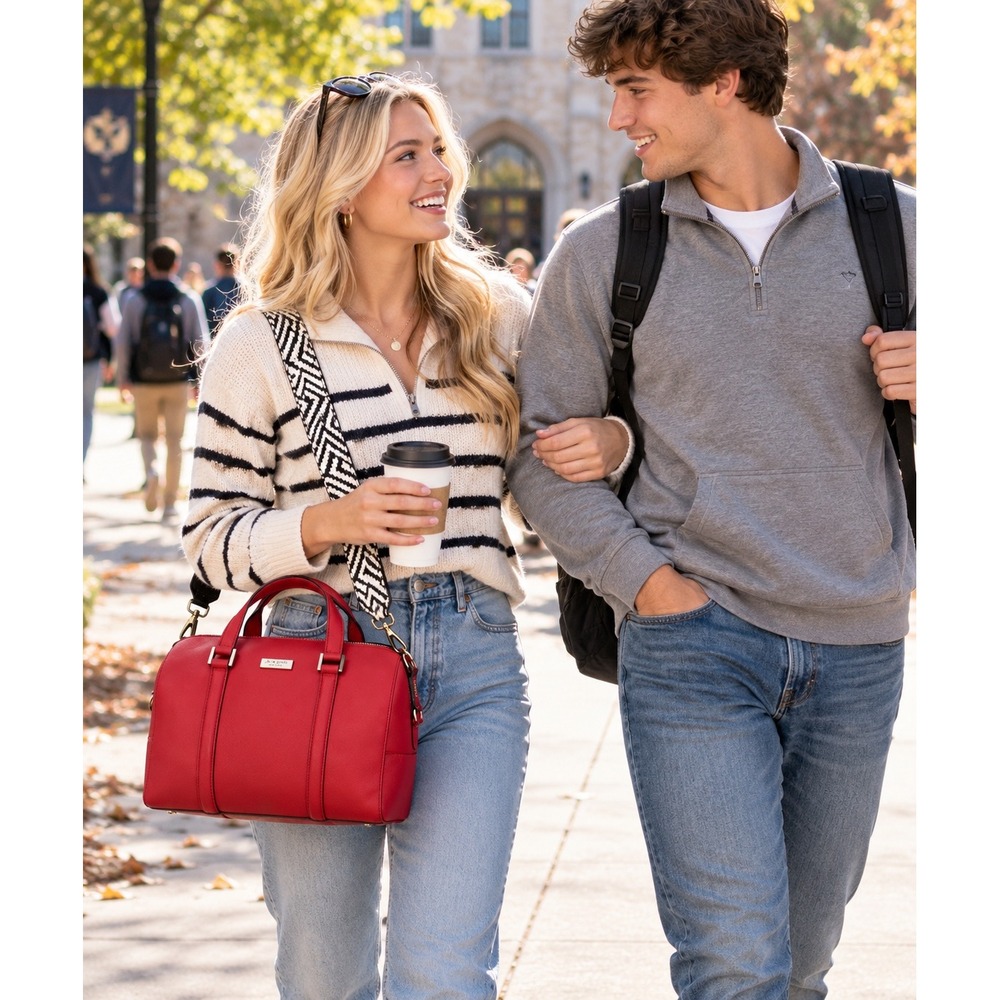 Kate Spade Bag Red Saffiano Leather Satchel Top Handle HandBag Classic Crossbody